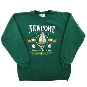 Newport Rhode Island Vintage Sweatshirt 90s Puffy Print Sailboat USA Medium